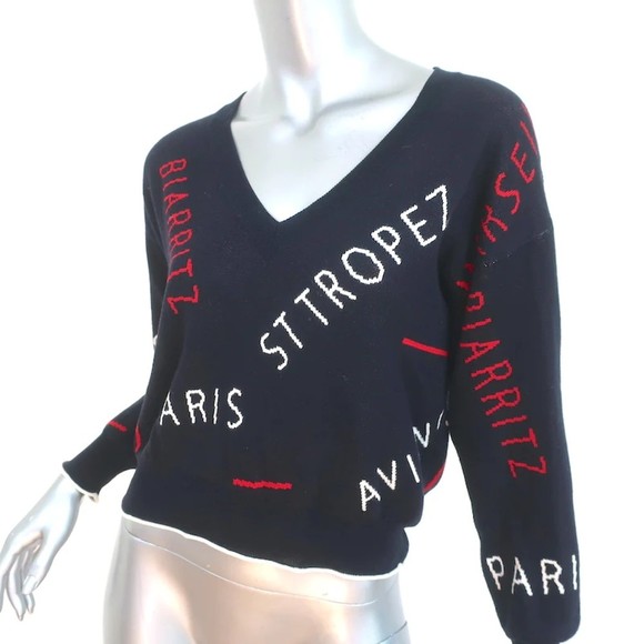 Joie Wilhelmina Destination Sweater Navy Cotton Knit Size Extra Extra Small - Picture 2 of 6